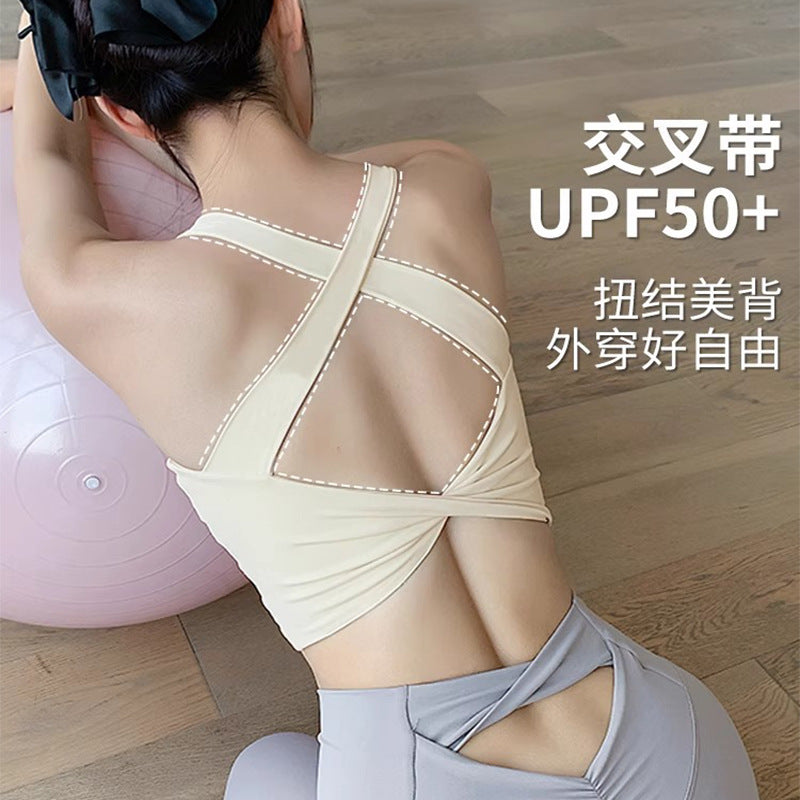 Cross Strap High-Impact Sports Bra UPF50+