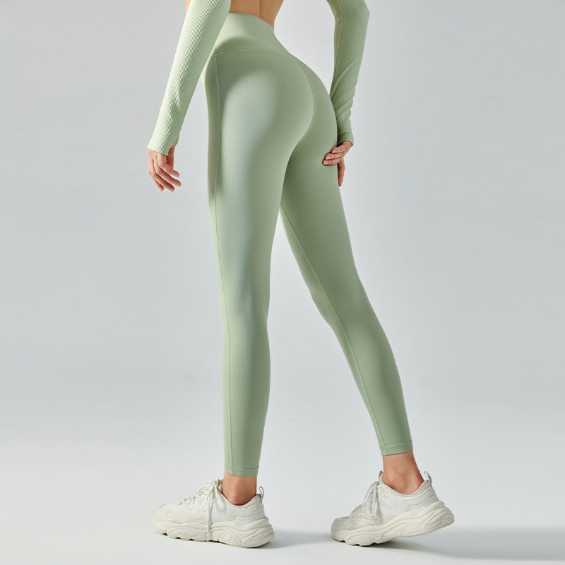 宁波安玖高腰提臀裸感瑜伽裤女高弹紧身薄款快干健身运动九分裤女