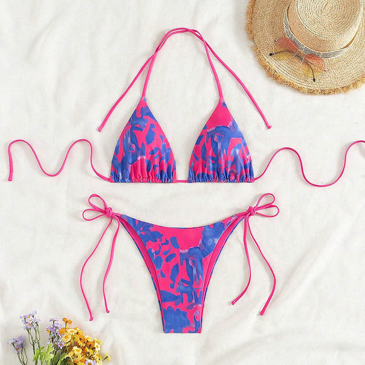 Tie-Dye Bikini Set - Halter Neck String Bikinis