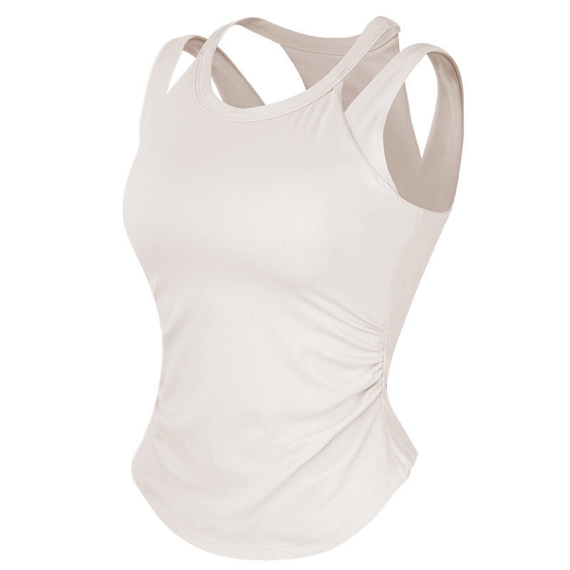 High-Impact One-Piece Running Tank Top - Sweat-Resistant Gather Support