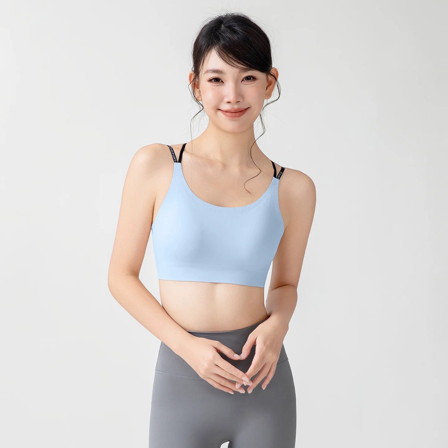 seamless sports bra back cross strap soft shoulder yoga activewear