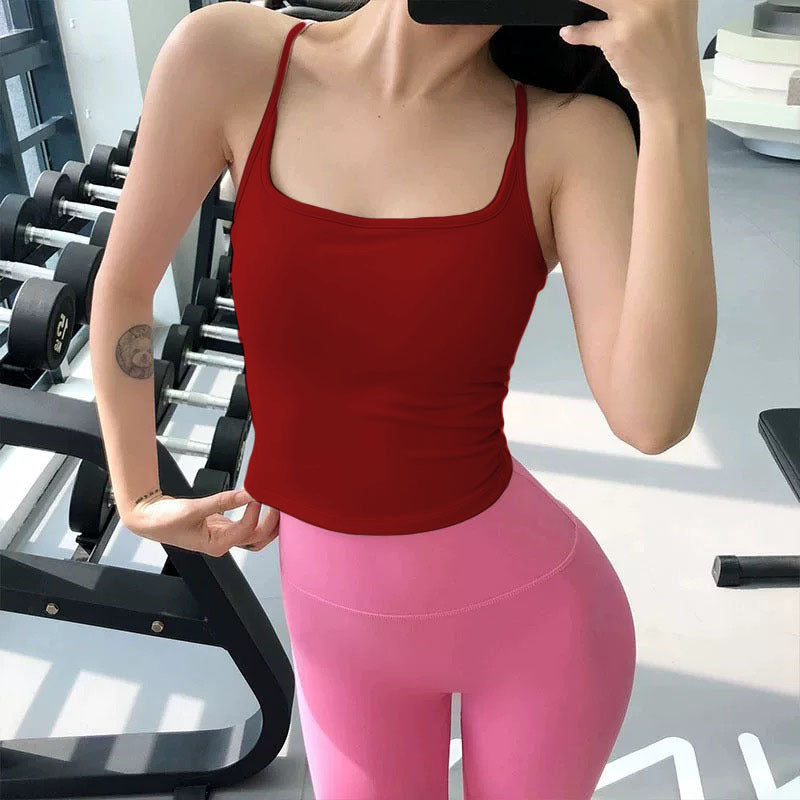 Korean Style Fitness Yoga Vest with Built-in Bra and Shockproof Padding
