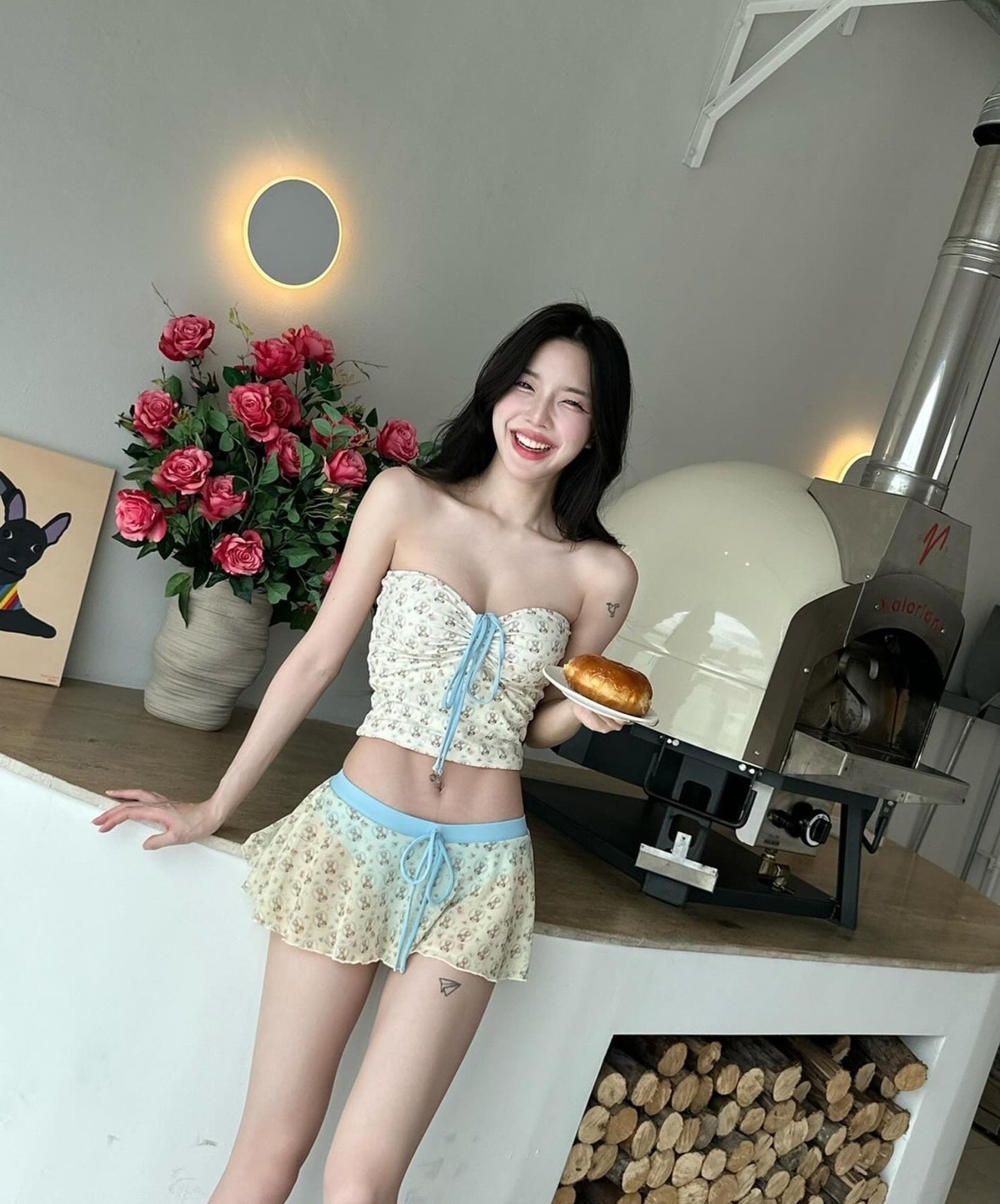 Pure Desire Petite Floral Bandeau Skirt Set Swimsuit