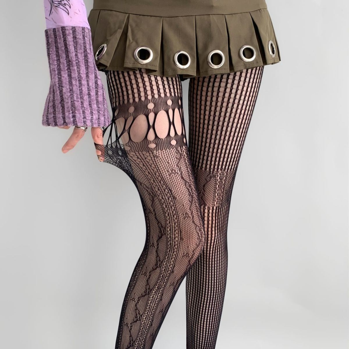 Lace Floral Mesh Tights - Sheer Patterned Pantyhose for Women