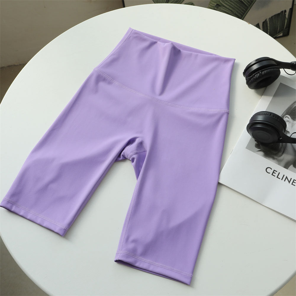 High-waisted five-quarter yoga shorts: sculpting comfort for summer athleisure