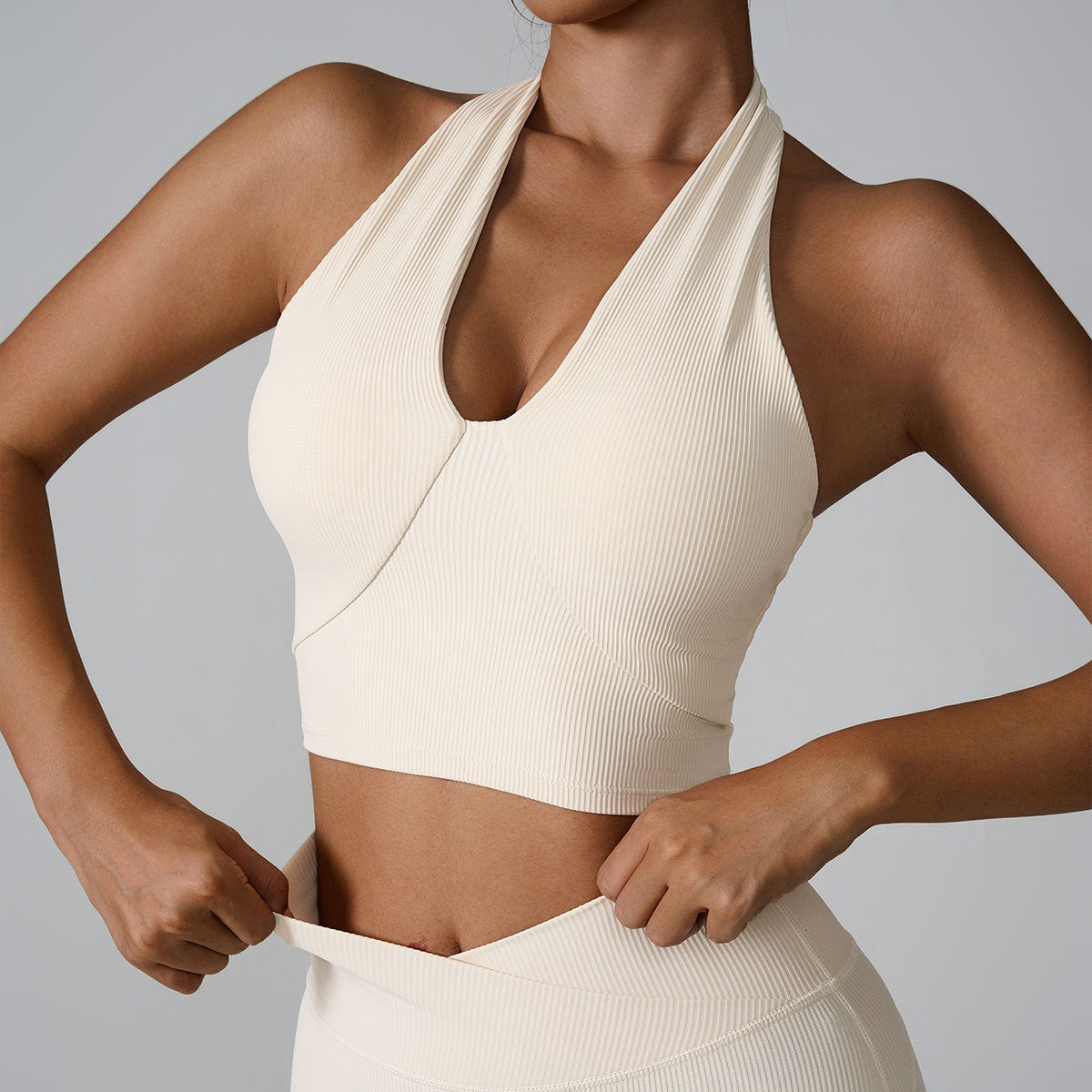 Hang Neck Sports Bra - Motion Ribbed Yoga Camisole