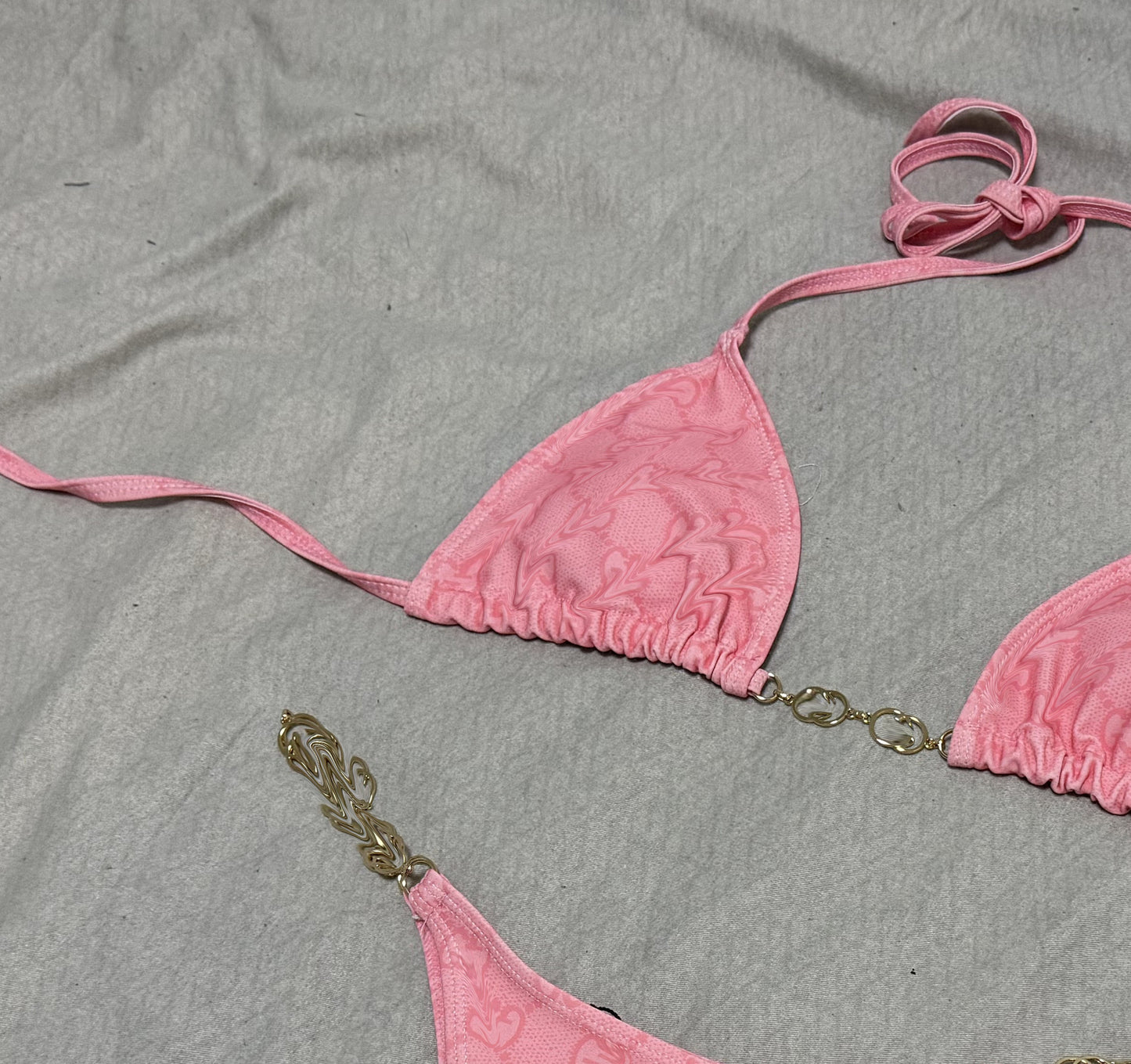 Summer Chain Bikini Set - Geometric Print with Gold Hardware
