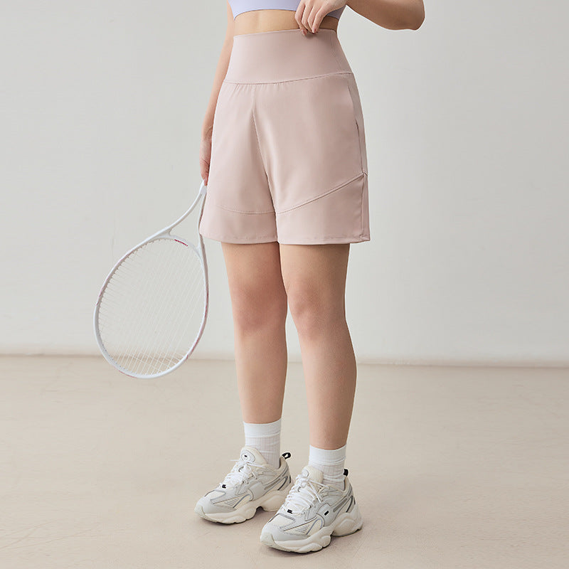 Bean Pink Quick Dry Sport Shorts - High Waist Yoga Running Tennis Activewear