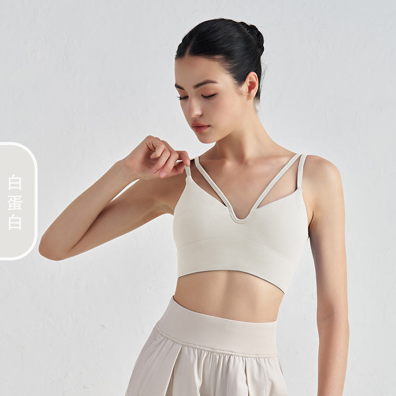 V-neck Strappy Yoga Camisole with Padded Support & Fine Shoulder Straps