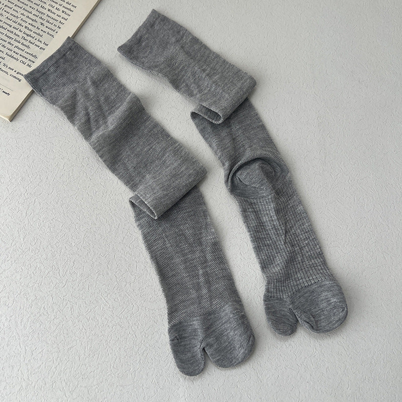 Tabi Split Toe Socks Women - Sheer Mesh Calf High Summer Socks