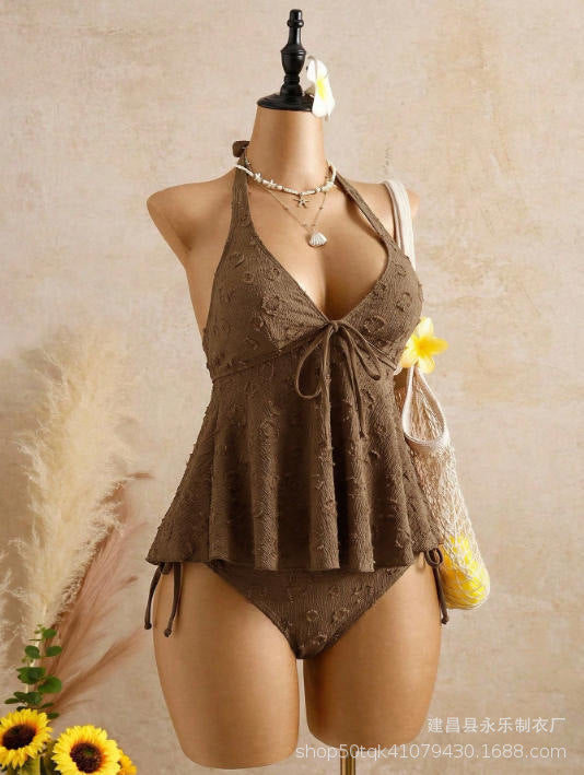 V-neck tie-front camisole lingerie top