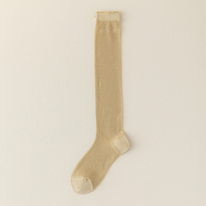Sheer Knee High Stockings - Glossy Thin Summer Socks