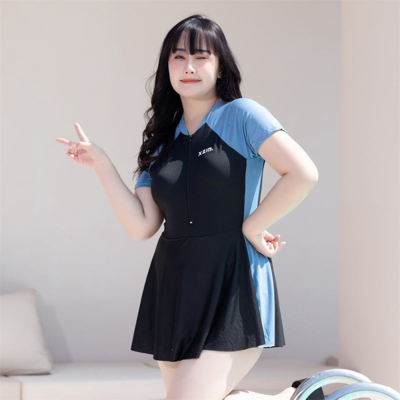 plus size one piece swimsuit women conservative ins style