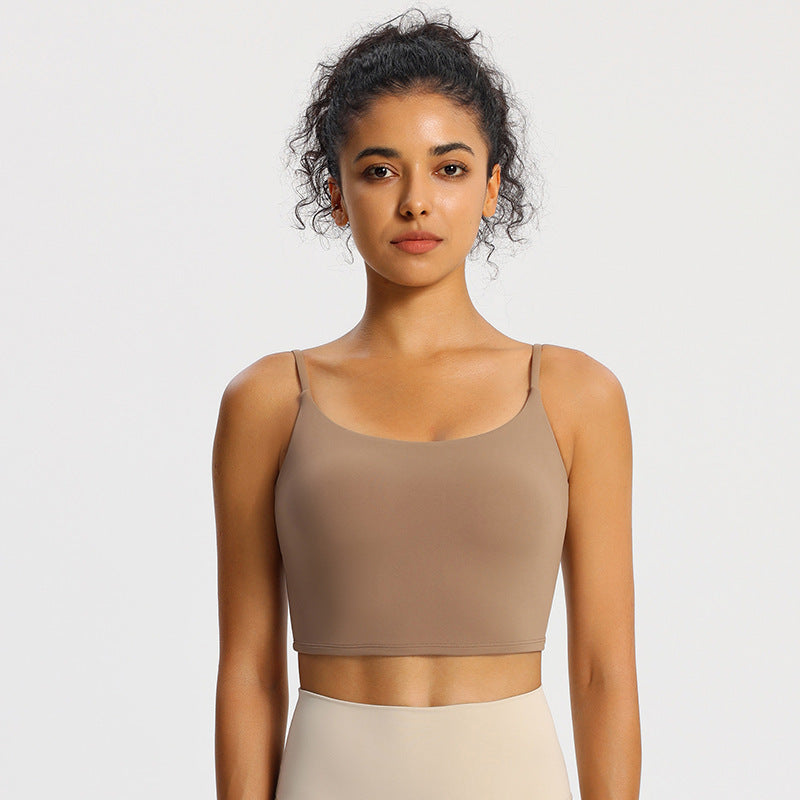 Nude Feel Yoga Camisole Top Padded Strappy Back Cami