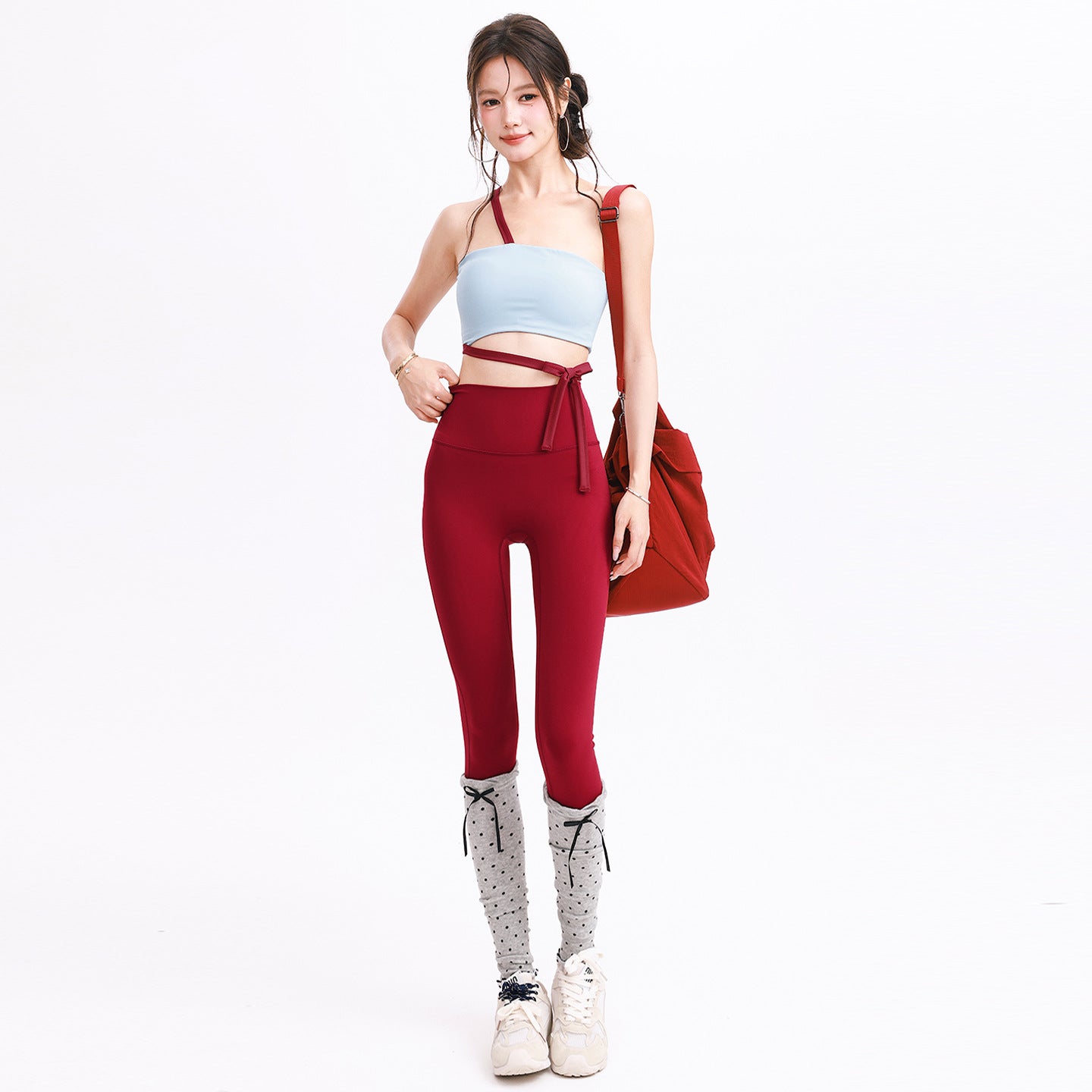 Design Strap Sports Bra & High-Waist Leggings Set - Padded Athletic Lingerie