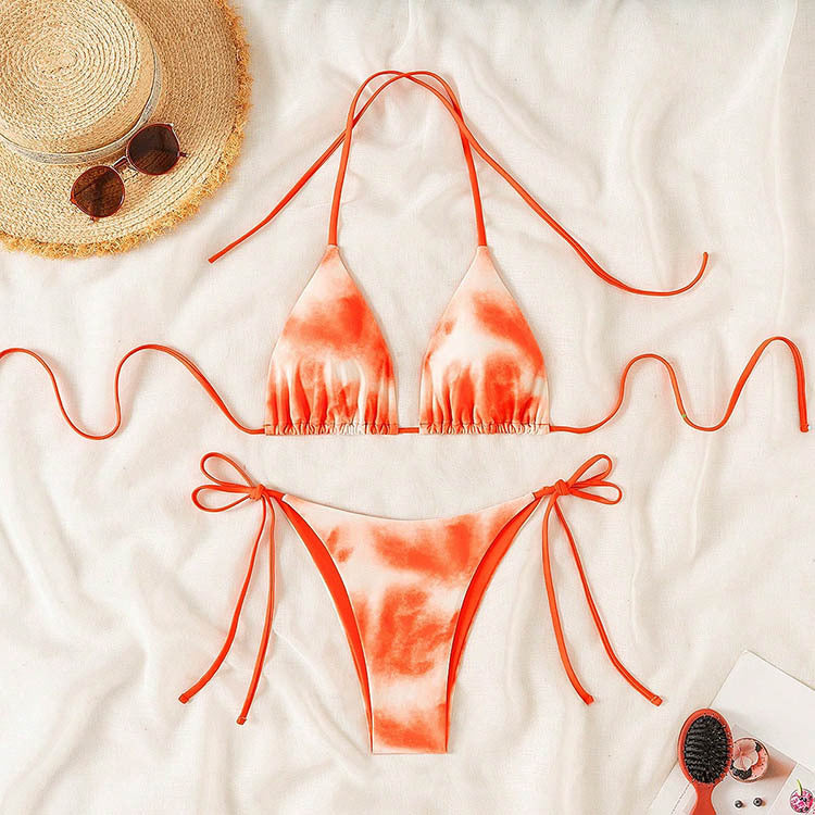Tie-Dye Bikini Set - Halter Neck String Bikinis