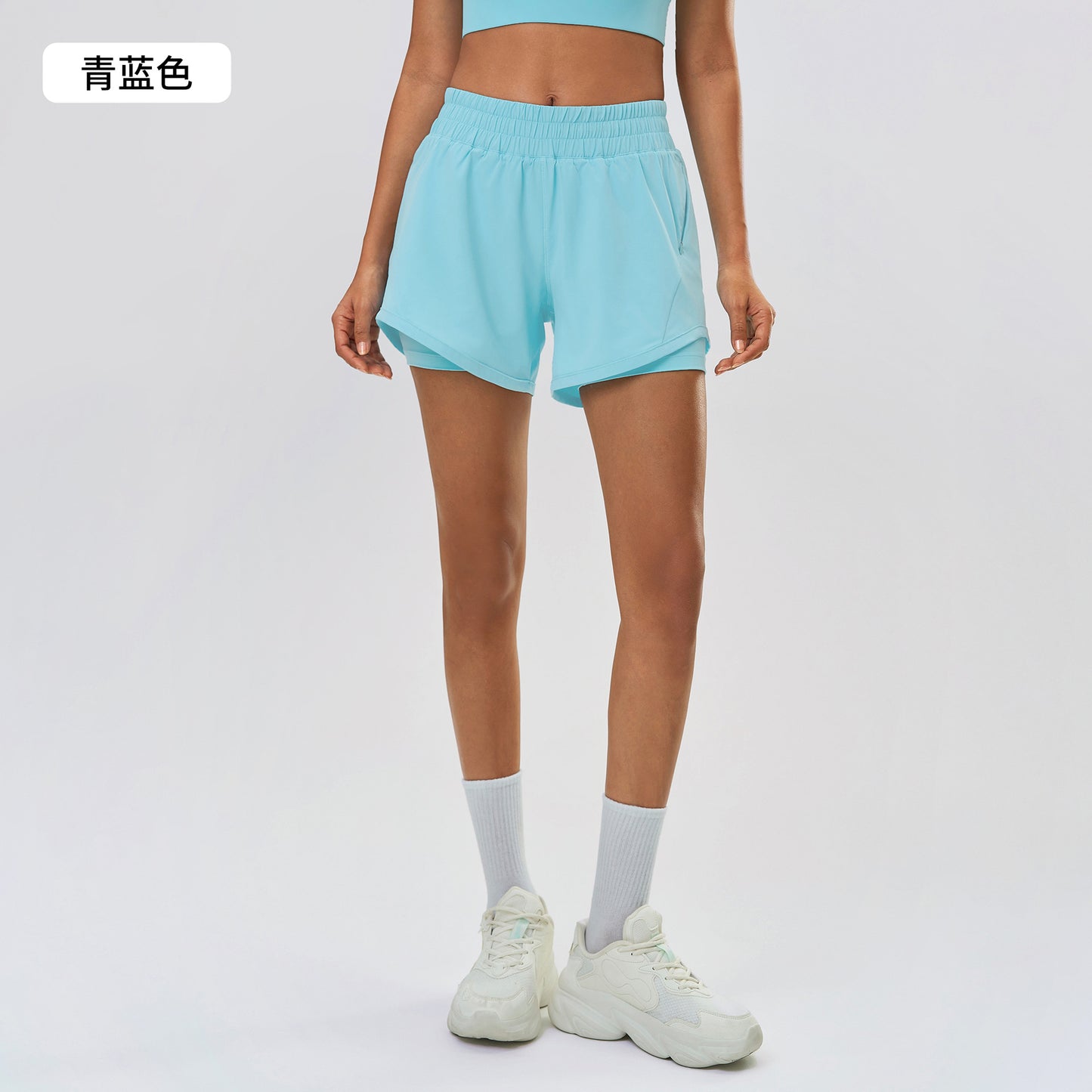 Lightweight Quick-Dry Double-Layer Active Shorts with Adjustable Drawstring Waist