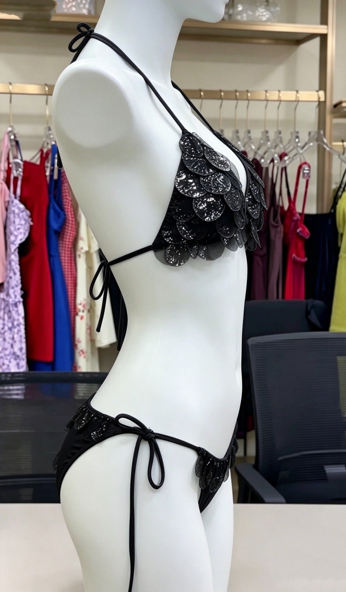 Floral Lace Bikini with Ties, 3-Piece Set