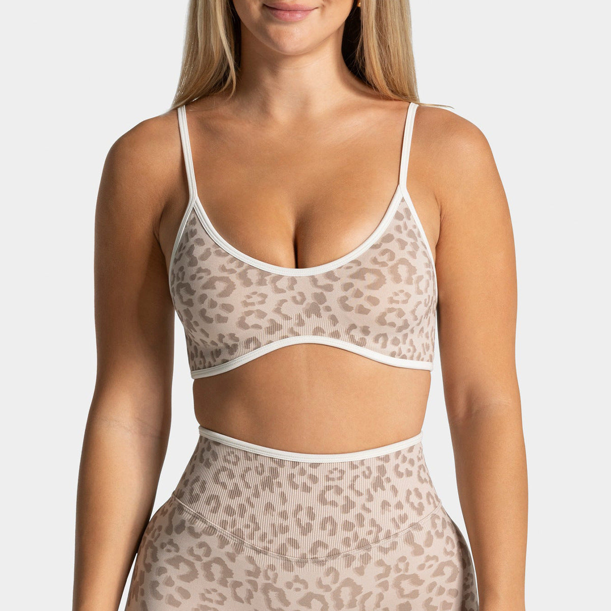 Leopard Print Sport Bra with Thin Straps