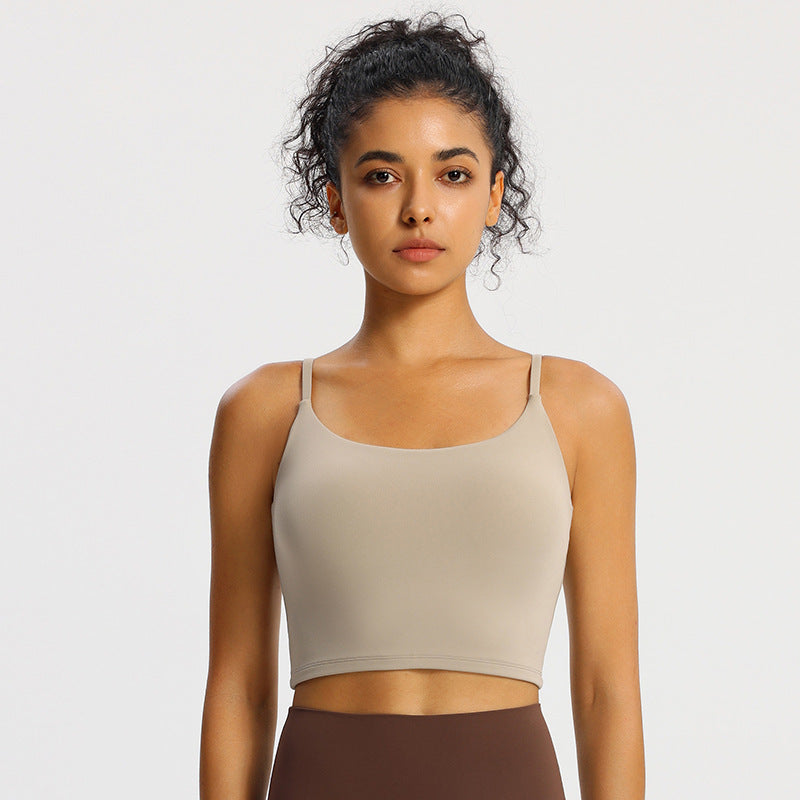 Nude Feel Yoga Camisole Top Padded Strappy Back Cami