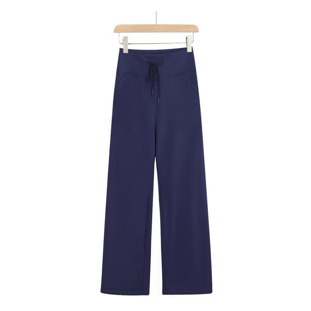 High-waisted drawstring wide leg lounge pants