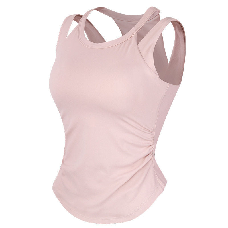 High-Impact One-Piece Running Tank Top - Sweat-Resistant Gather Support