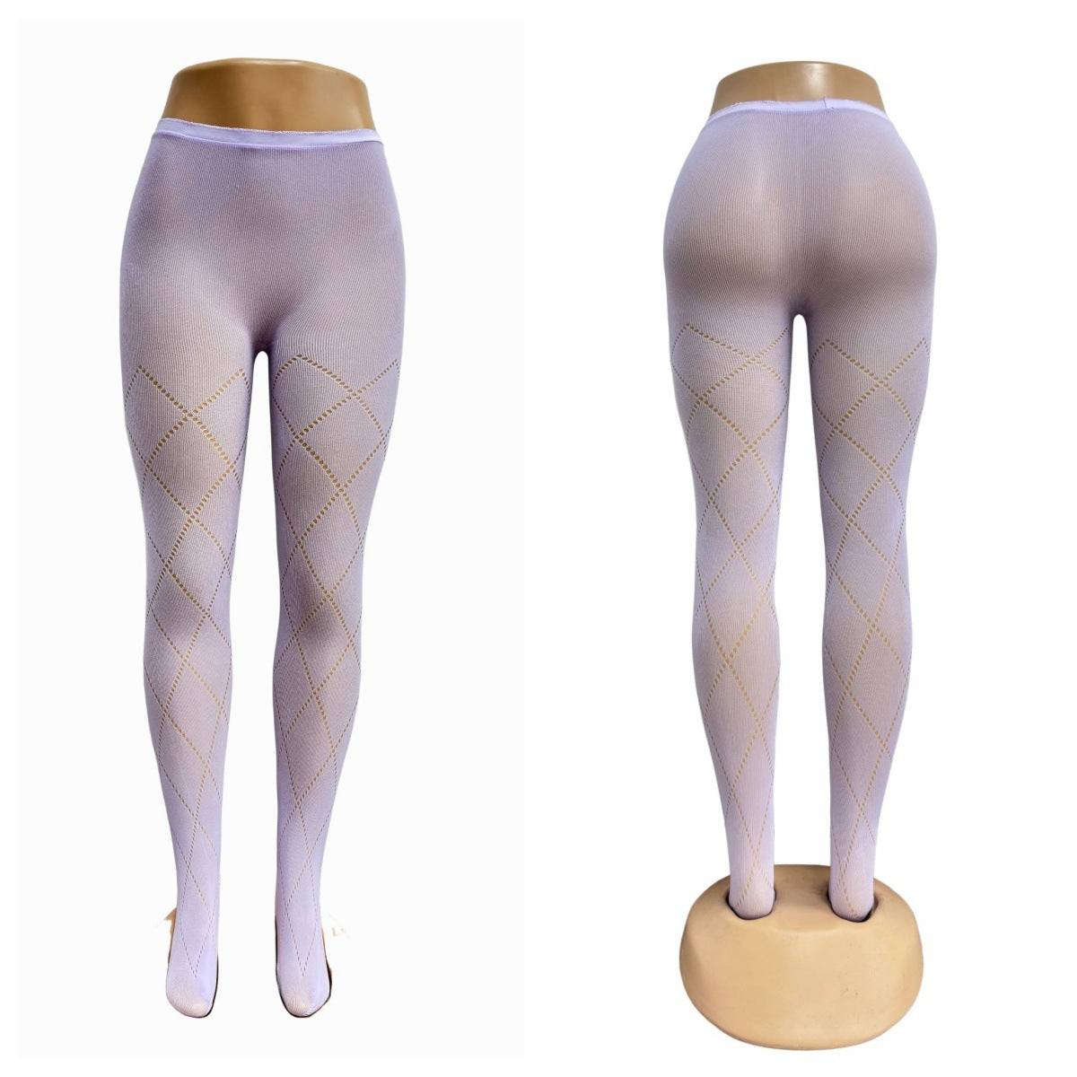 Grey Diamond Pattern Tights - Slimming High Elastic Pantyhose
