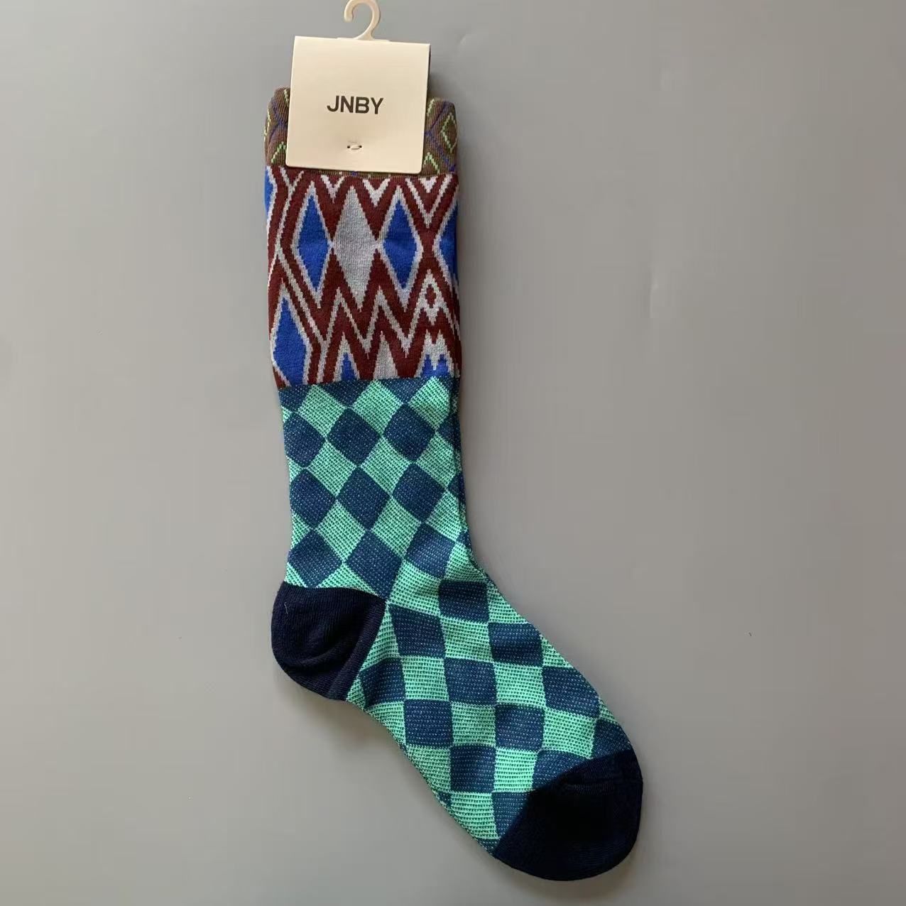 Vintage Jacquard Mid-Calf Socks for Women - Retro Patterned Crew Socks