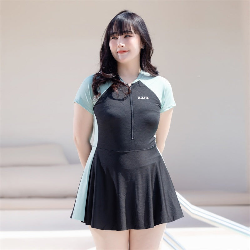 plus size one piece swimsuit women conservative ins style