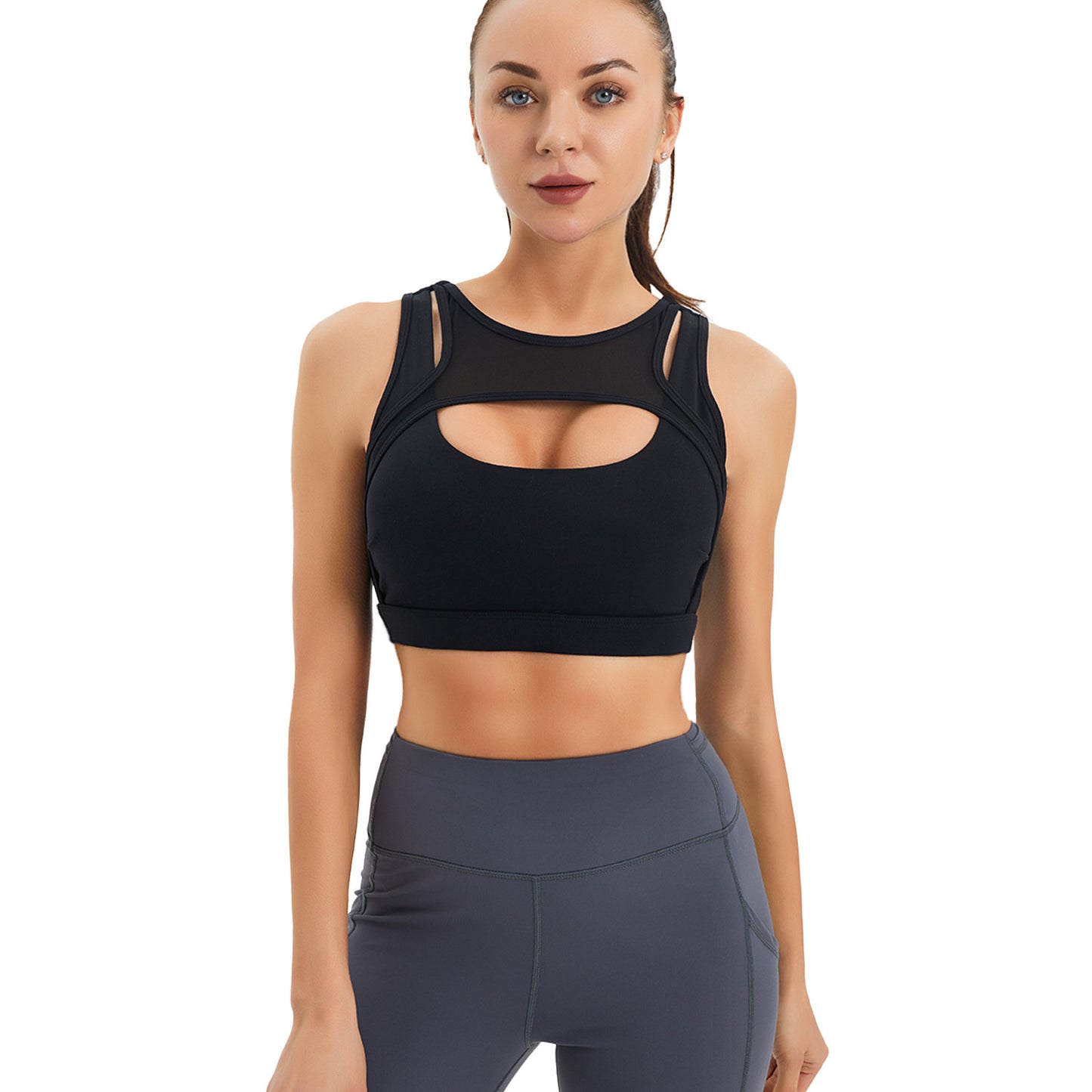 High-Support Cut-Out Sports Bra with Removable Pads