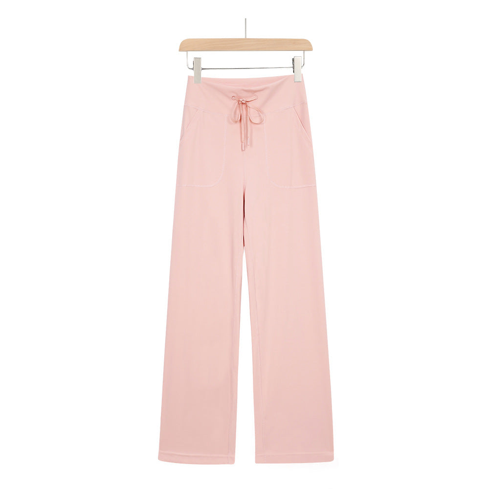 High-waisted drawstring wide leg lounge pants