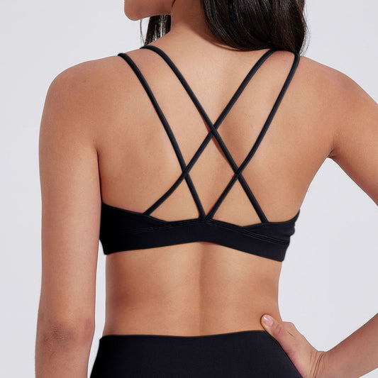 Bare Feel Cross-Back Sports Bra: Breathable Yoga Crop with Supportive Straps