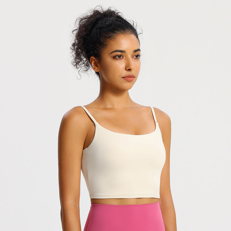 Nude Feel Yoga Camisole Top Padded Strappy Back Cami
