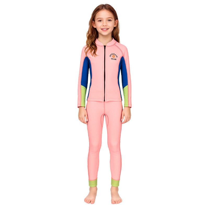 2.5mm Split Long Sleeve Girl's Swimwear Rash Guard