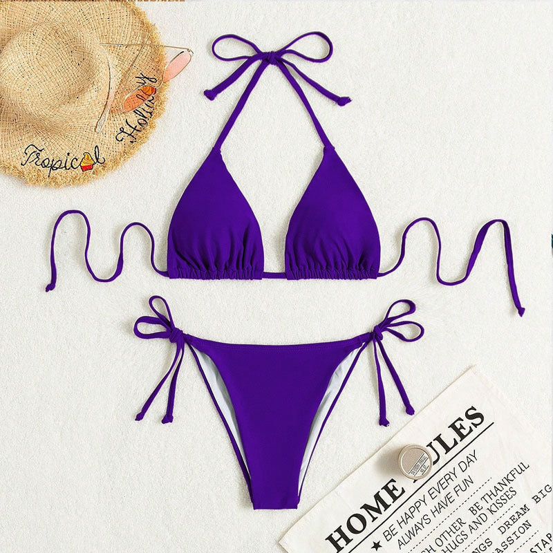 Triangle Bikini with Ties and Halter Neck