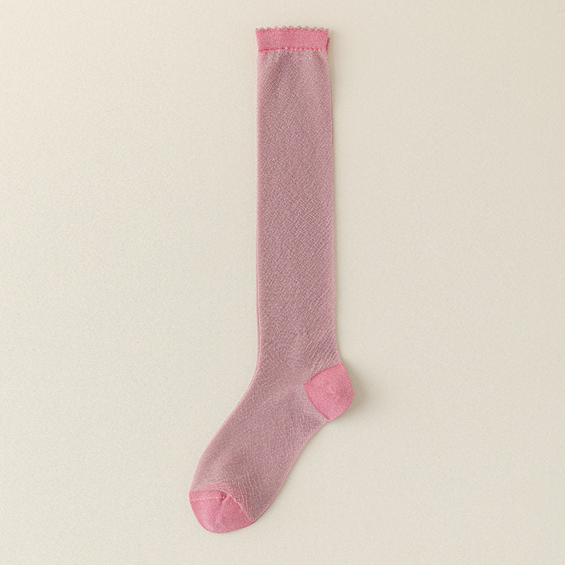 Sheer Knee High Stockings - Glossy Thin Summer Socks