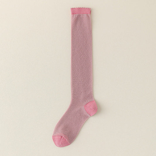 Sheer Knee High Stockings - Glossy Thin Summer Socks