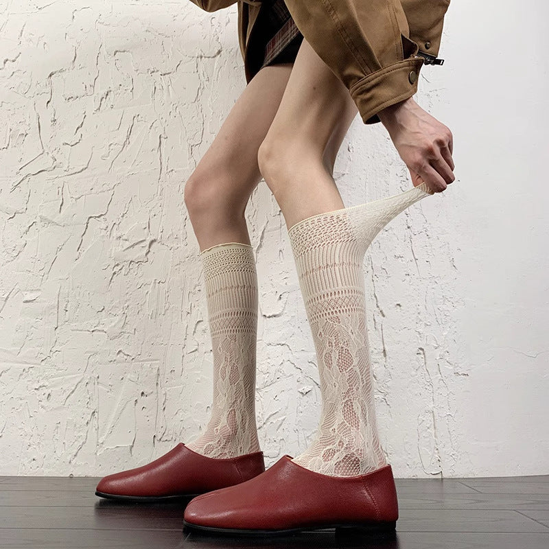 Lace Ruffle Calf Socks for Women - Sheer Retro Lolita Style