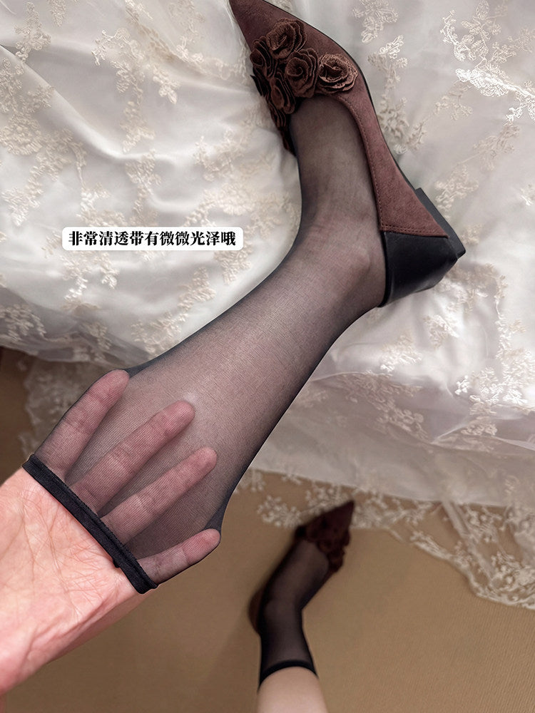 Sheer Ballet Ruched Leg Socks - Breathable Thin Summer Socks