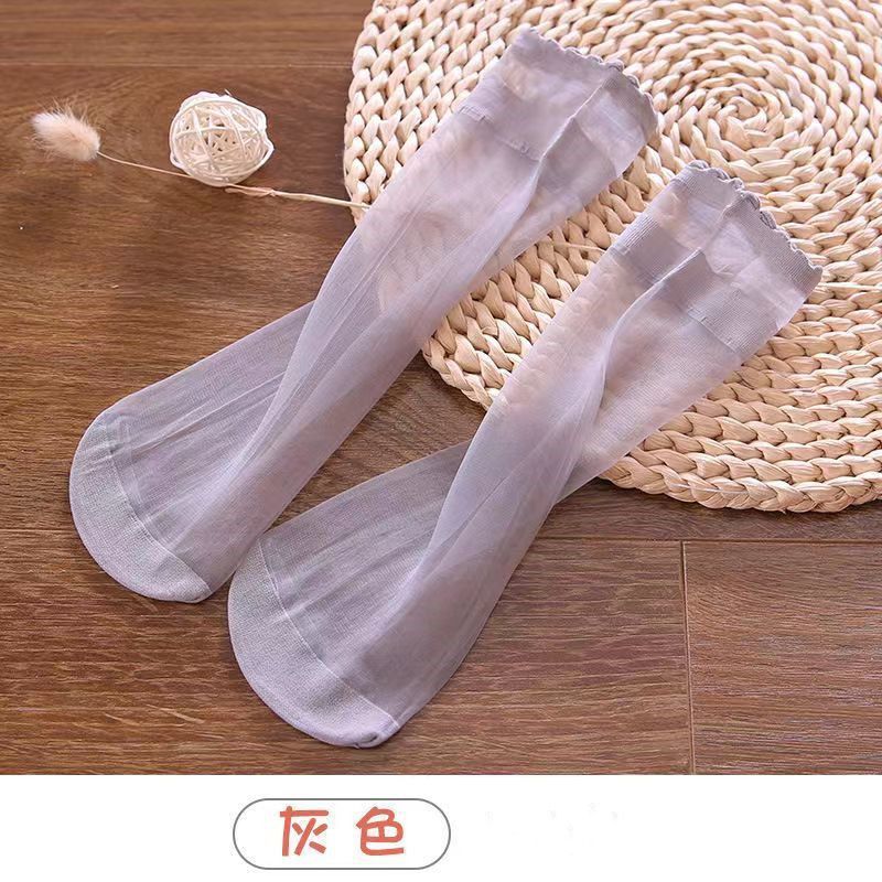 Ultra Sheer Thin Summer Stockings for Women - Ruffled Edge Ice Silk Socks