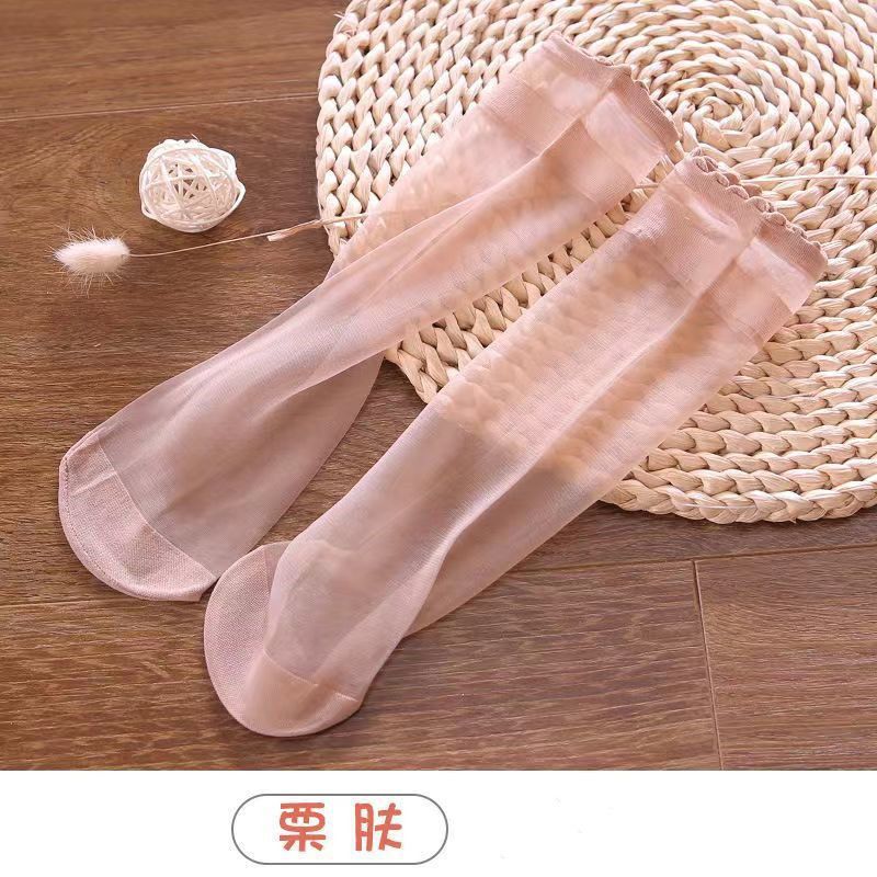 Ultra Sheer Thin Summer Stockings for Women - Ruffled Edge Ice Silk Socks
