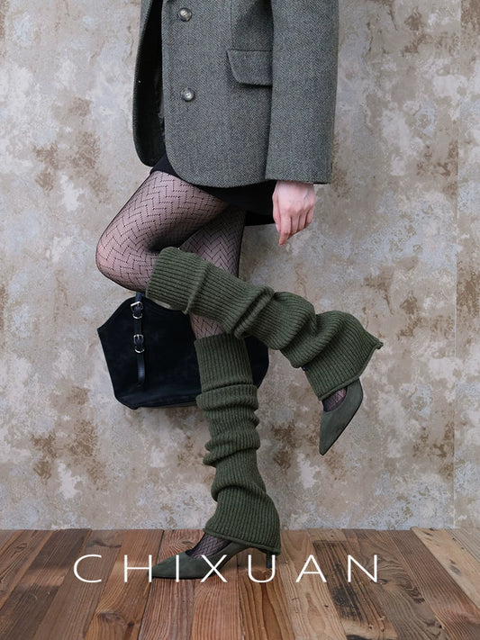 Cozy Slouch Socks and Ribbed Tights Set - Warm Layering Legwear