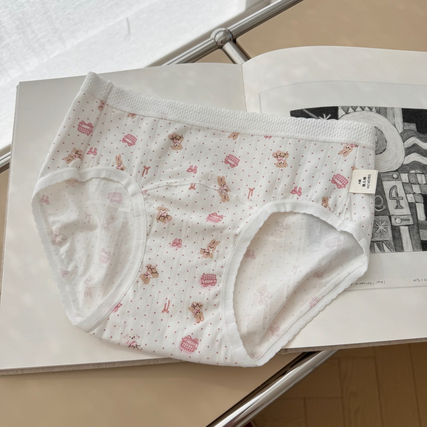 Women's Cotton Mid-Waist Panties with Extended Gusset