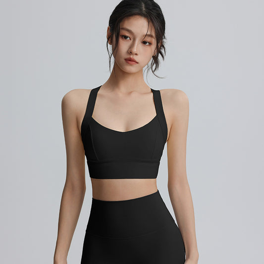 Crisscross Back Sports Bra - Shockproof Support Bra for Yoga & Gym