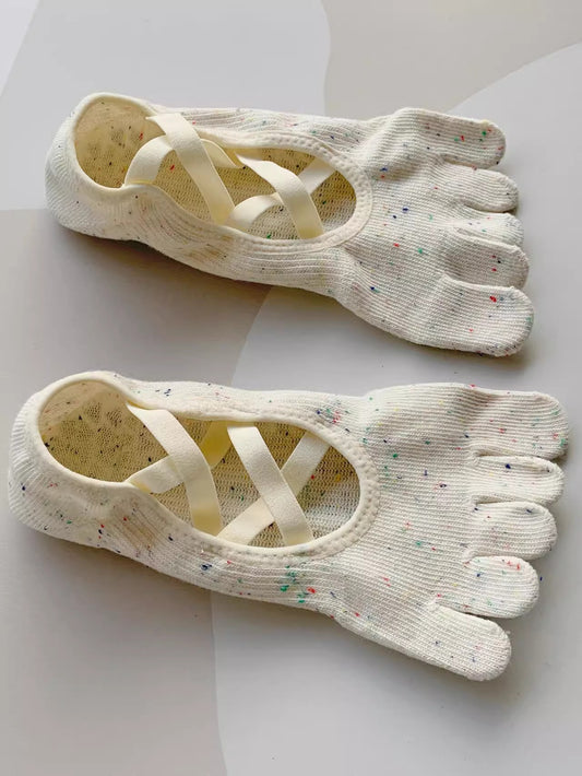 Women's Five Toe Grip Socks with Straps for Yoga and Pilates
