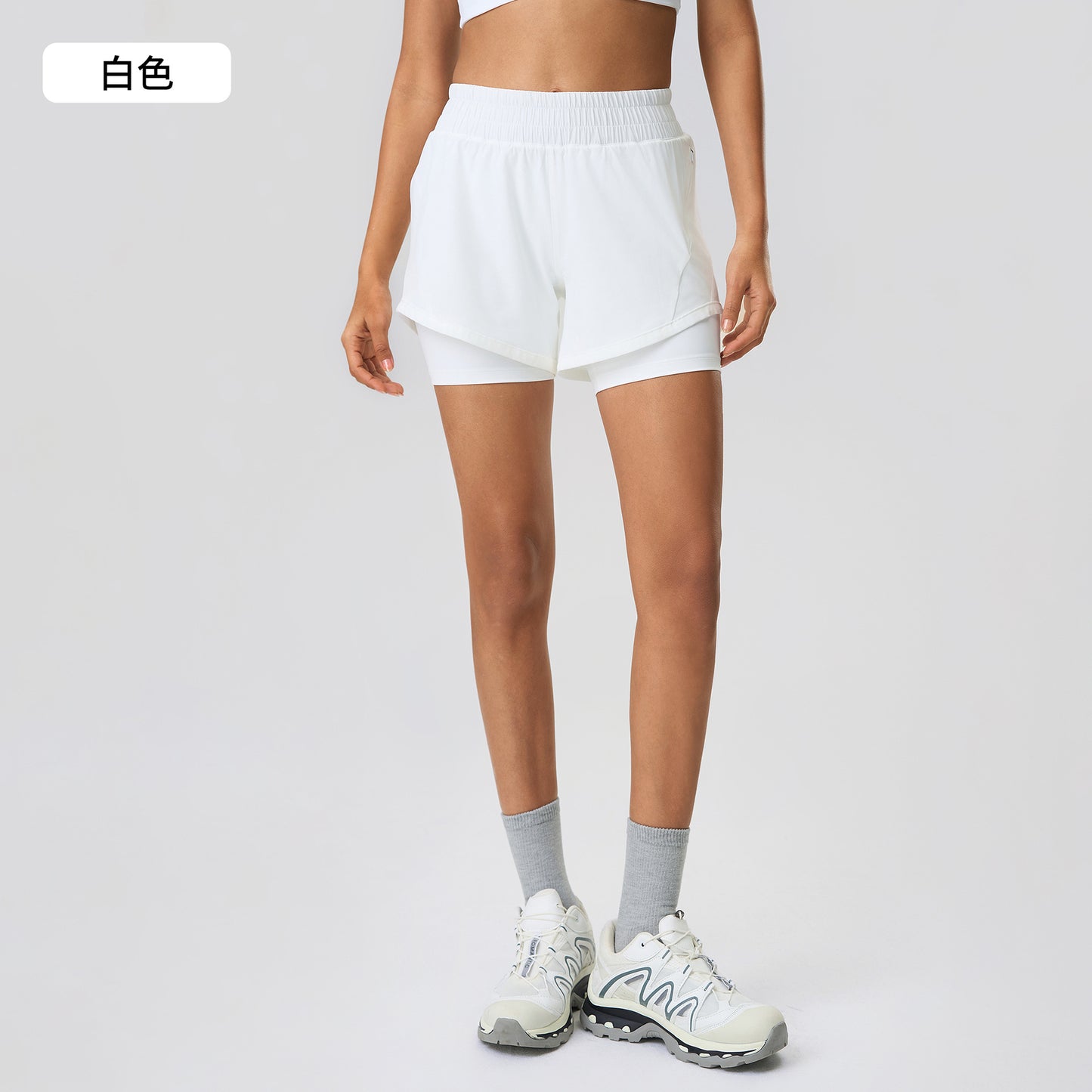 Lightweight Quick-Dry Double-Layer Active Shorts with Adjustable Drawstring Waist