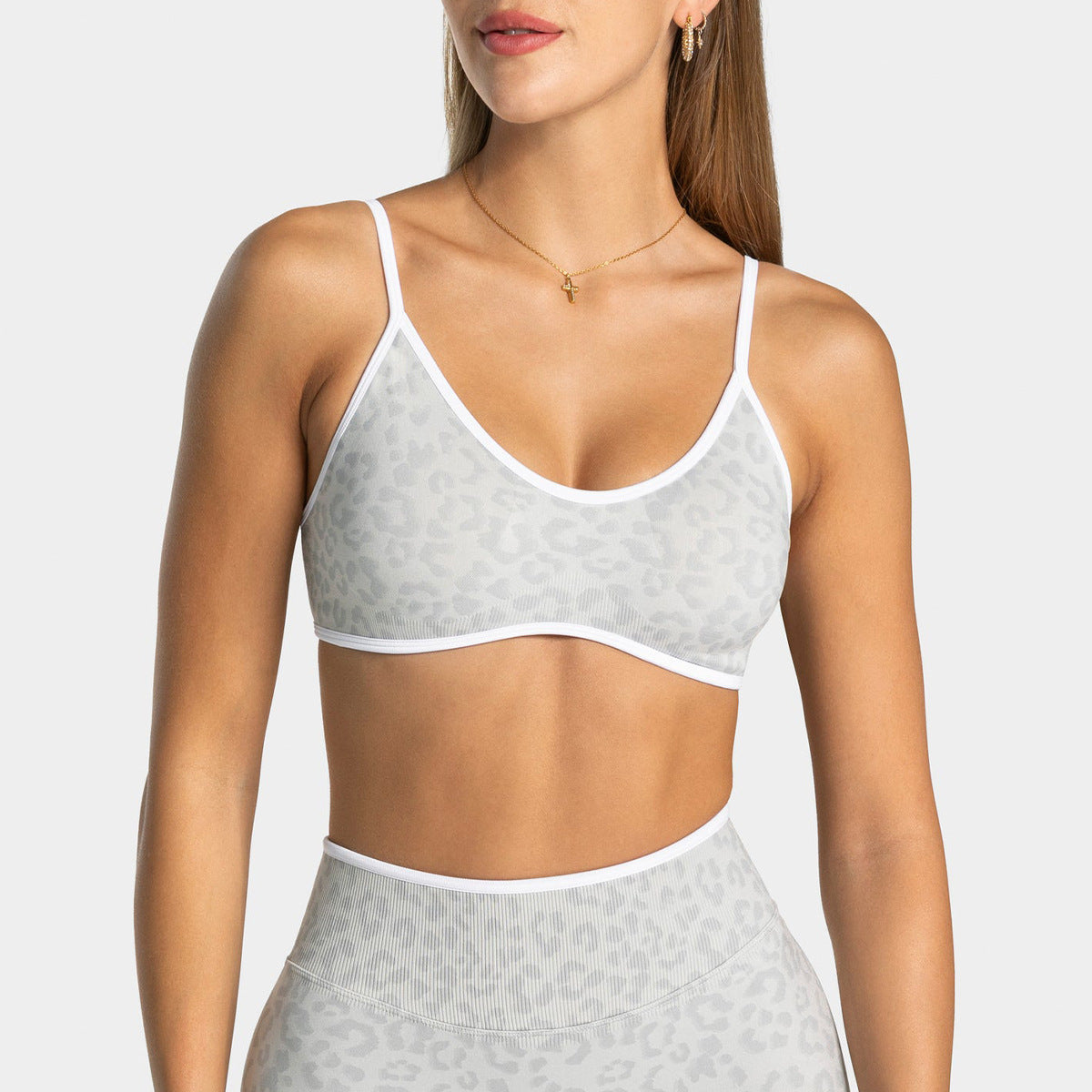 Leopard Print Sport Bra with Thin Straps