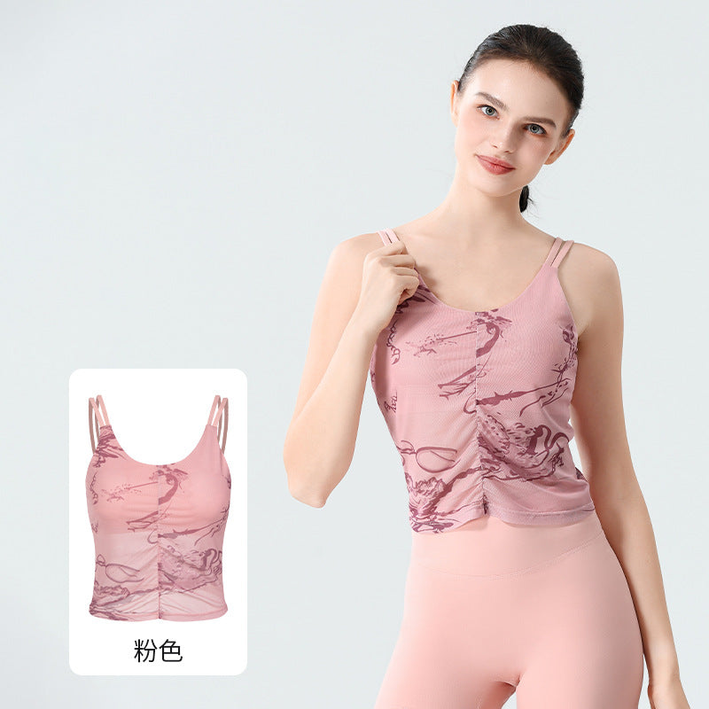 New Chinese Style Fitness Camisole with Chest Pad