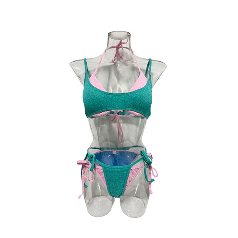 Lace Strappy Bikini Set Micro Cut High Waisted Panties