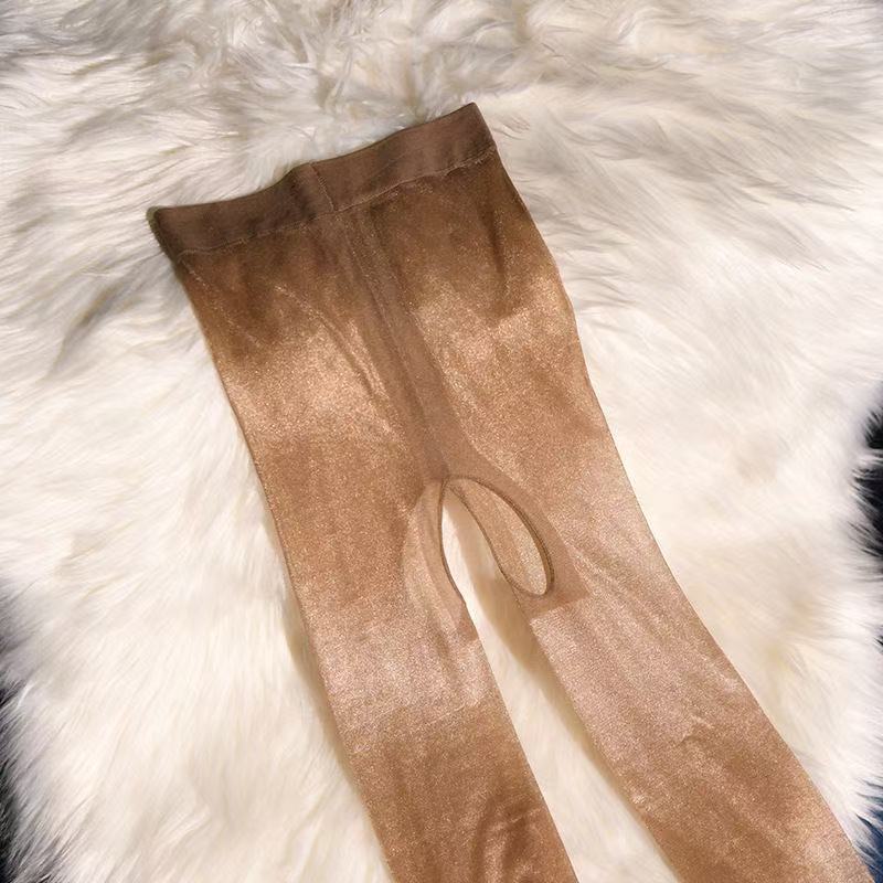 Oil-Glow Sheer Stockings Open Crotch Bodysuit Lingerie
